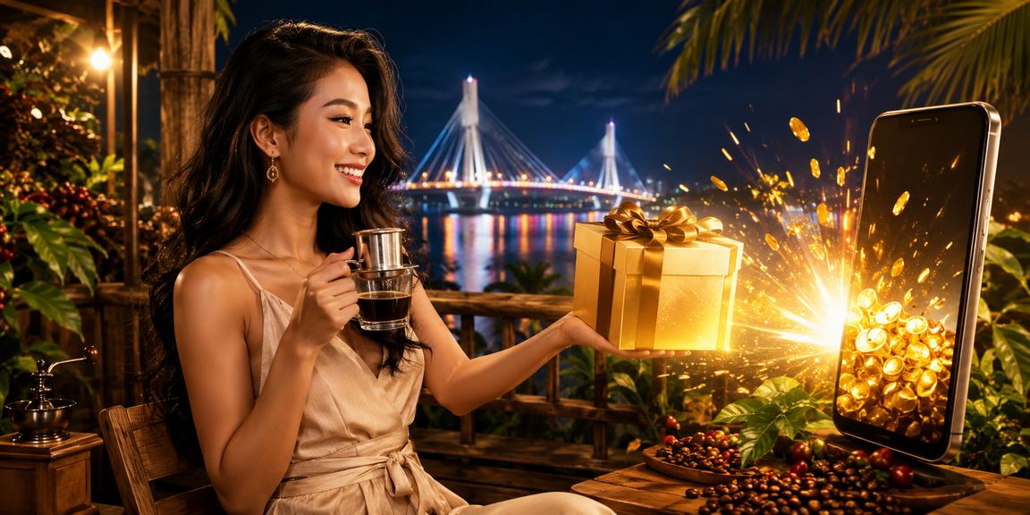 Người dùng Cần Thơ thực hiện giao dịch nạp tiền trên điện thoại trong lúc uống cà phê sáng