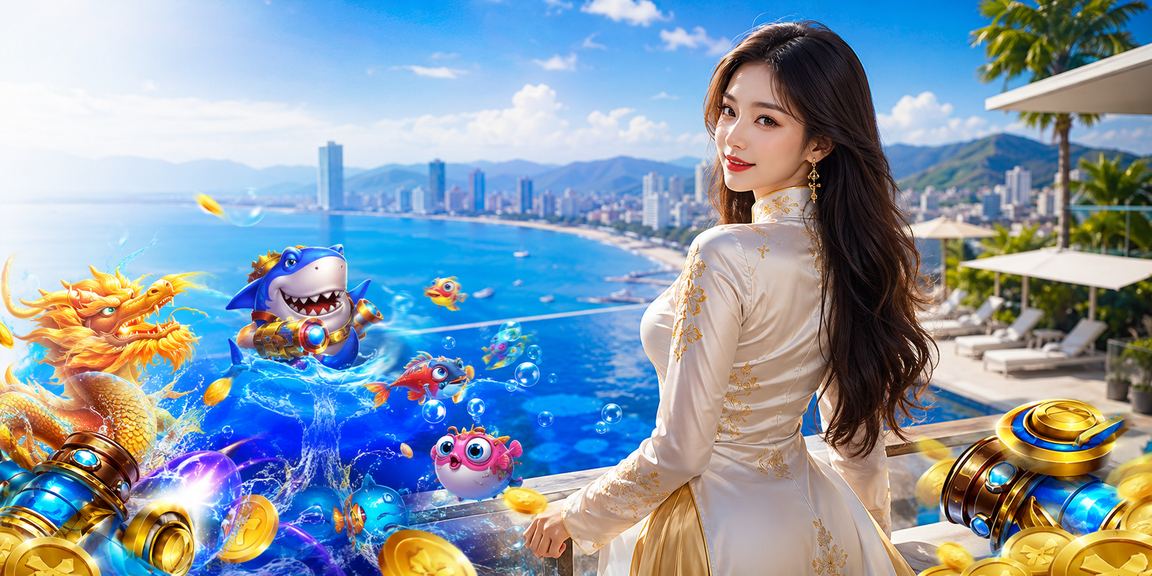 Người chơi thưởng thức game bắn cá trực tuyến theo phong cách Nha Trang với áo dài truyền thống Việt Nam